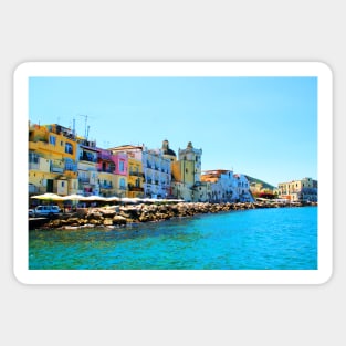 Colored buildings in Ischia Sticker